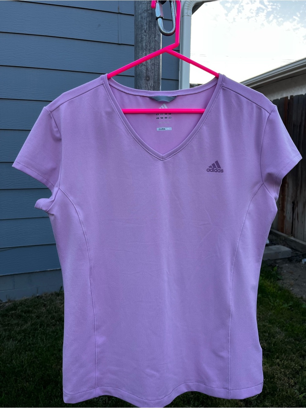 adidas Lavender V-Neck Short Sleeve Performance Tee